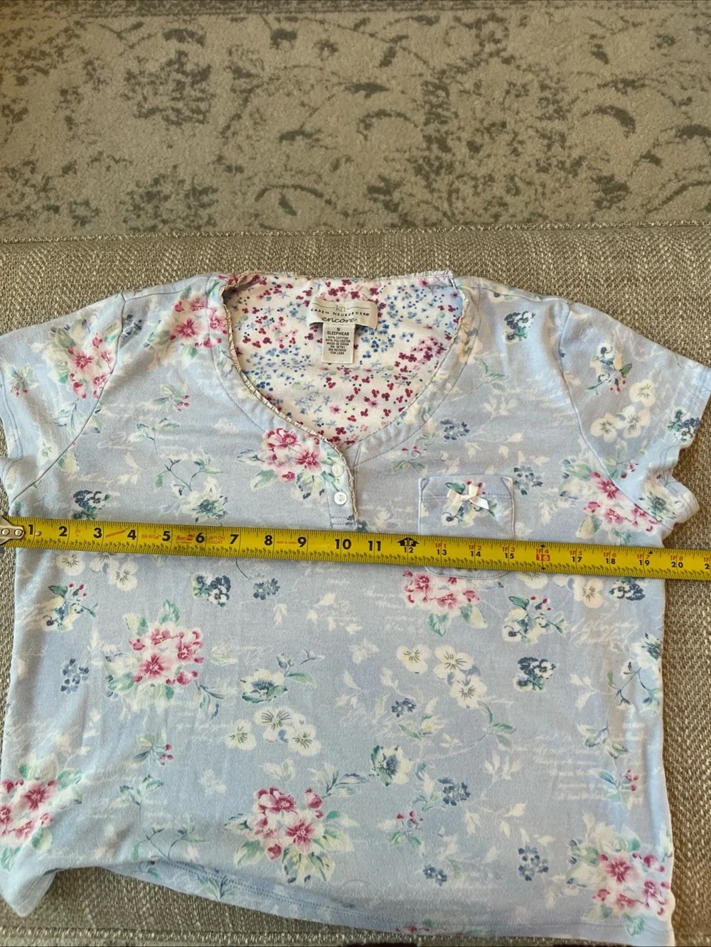 Karen Neuburger Pajama Set Womens Small S New Floral Blue Short Sleeve Shorts